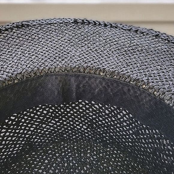 Vtg rafia sunflower band black straw sun hat - Picture 9 of 10